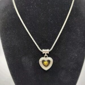 Brighton Silver and Gold Heart Pendant Necklace